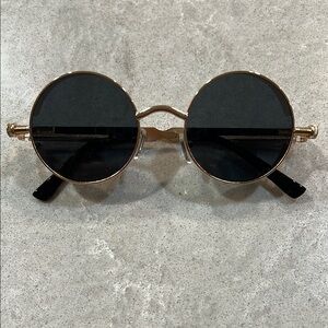 Round Gold and Black Dark Glasses, NIP